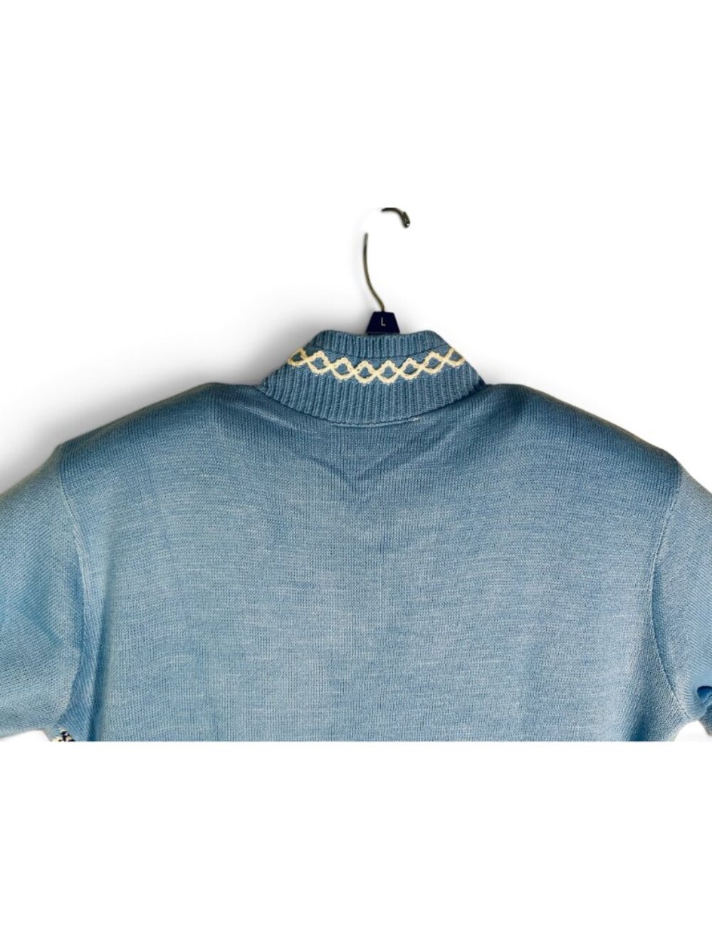 NWT Vintage Emma Collection Blue Floral Knit 2-In-1 Sweater Cardigan Combo M/L - Picture 7 of 10